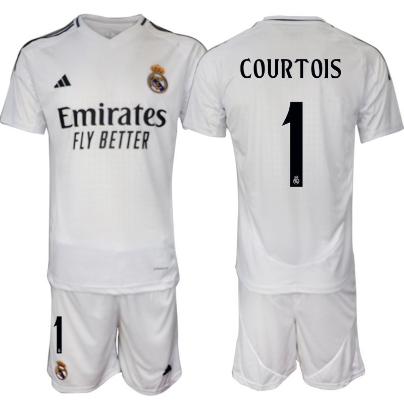 Men 2024-2025 Club Real Madrid home White #1 Soccer Jersey->customized soccer jersey->Custom Jersey